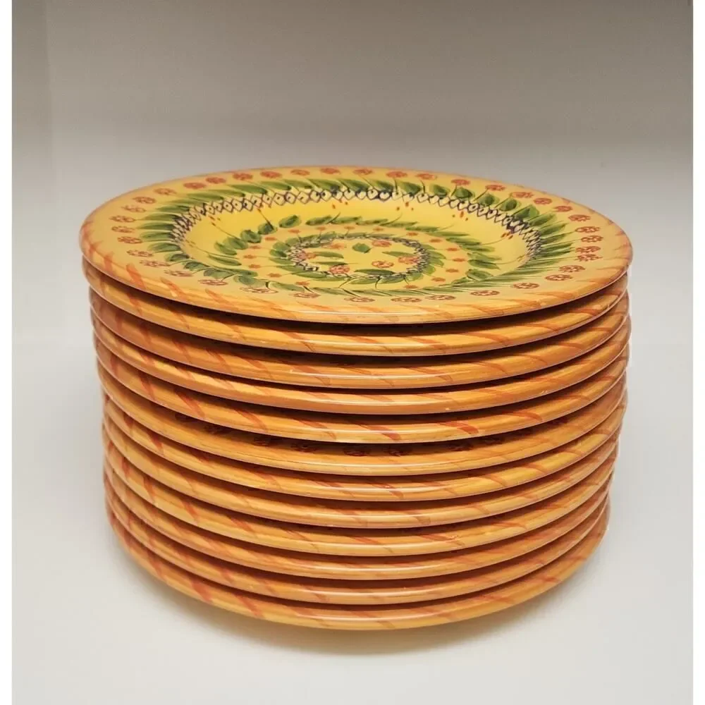 Fontana by TABLETOP Designs Floral Green Leaves Yellow 11.25